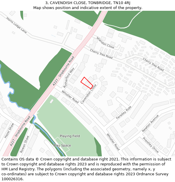 3, CAVENDISH CLOSE, TONBRIDGE, TN10 4RJ: Location map and indicative extent of plot
