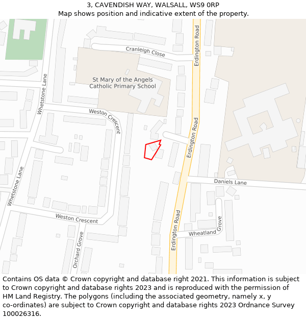 3, CAVENDISH WAY, WALSALL, WS9 0RP: Location map and indicative extent of plot