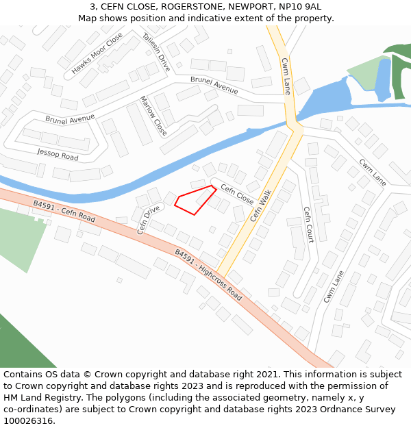 3, CEFN CLOSE, ROGERSTONE, NEWPORT, NP10 9AL: Location map and indicative extent of plot