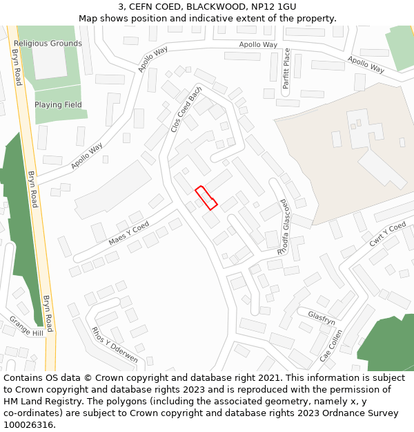 3, CEFN COED, BLACKWOOD, NP12 1GU: Location map and indicative extent of plot