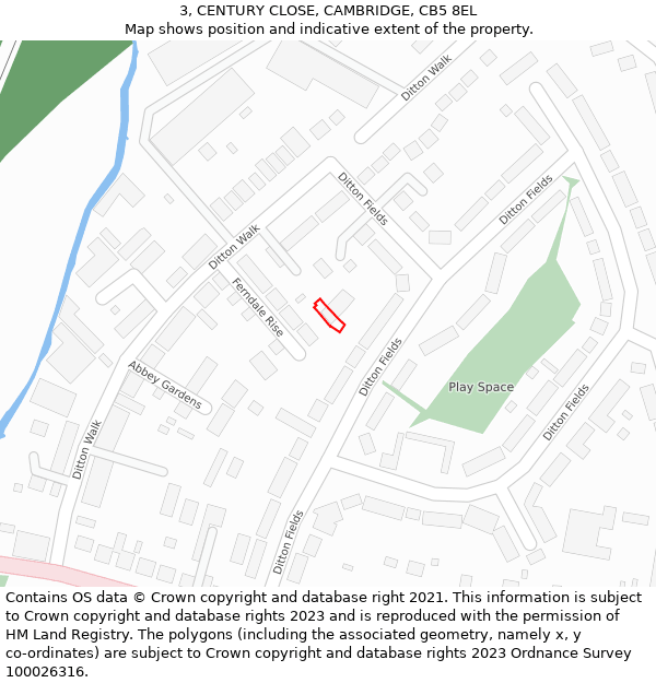 3, CENTURY CLOSE, CAMBRIDGE, CB5 8EL: Location map and indicative extent of plot