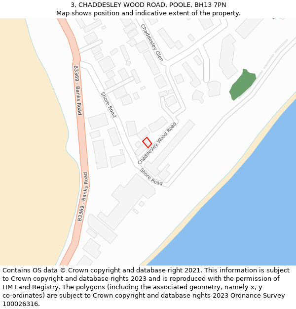 3, CHADDESLEY WOOD ROAD, POOLE, BH13 7PN: Location map and indicative extent of plot