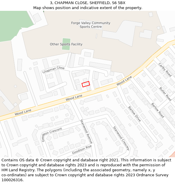 3, CHAPMAN CLOSE, SHEFFIELD, S6 5BX: Location map and indicative extent of plot