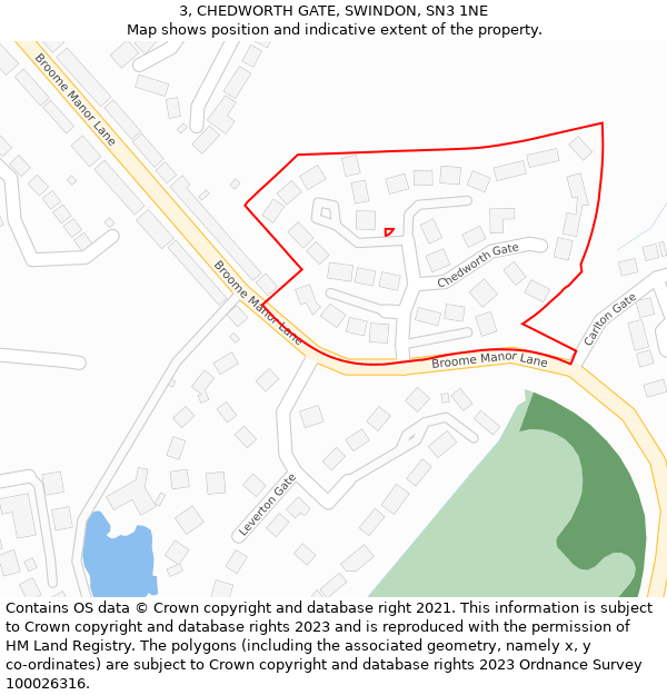 3, CHEDWORTH GATE, SWINDON, SN3 1NE: Location map and indicative extent of plot