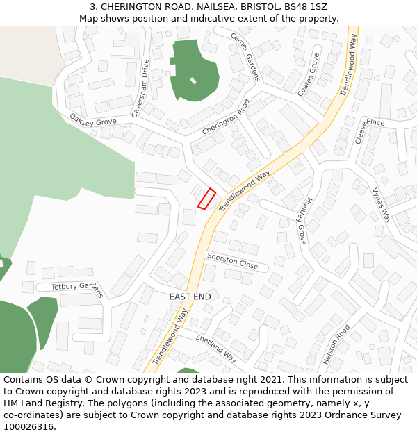 3, CHERINGTON ROAD, NAILSEA, BRISTOL, BS48 1SZ: Location map and indicative extent of plot