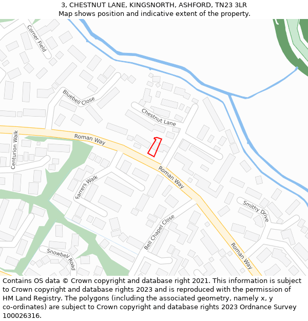 3, CHESTNUT LANE, KINGSNORTH, ASHFORD, TN23 3LR: Location map and indicative extent of plot