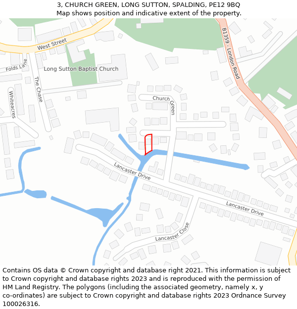 3, CHURCH GREEN, LONG SUTTON, SPALDING, PE12 9BQ: Location map and indicative extent of plot