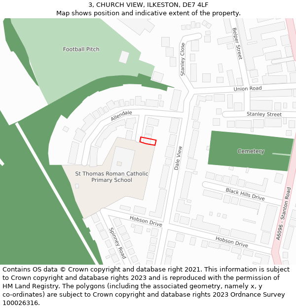 3, CHURCH VIEW, ILKESTON, DE7 4LF: Location map and indicative extent of plot