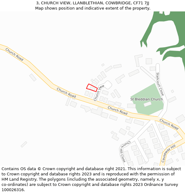 3, CHURCH VIEW, LLANBLETHIAN, COWBRIDGE, CF71 7JJ: Location map and indicative extent of plot