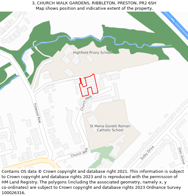 3, CHURCH WALK GARDENS, RIBBLETON, PRESTON, PR2 6SH: Location map and indicative extent of plot