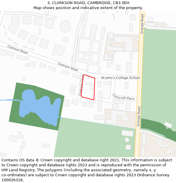 3, CLARKSON ROAD, CAMBRIDGE, CB3 0EH: Location map and indicative extent of plot