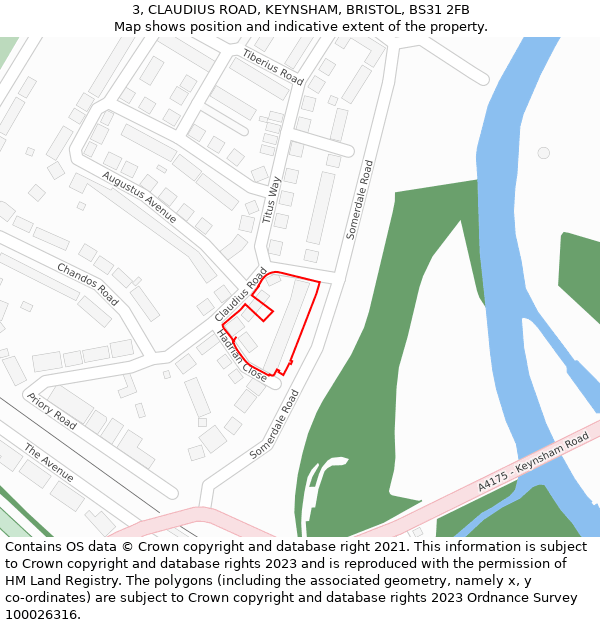 3, CLAUDIUS ROAD, KEYNSHAM, BRISTOL, BS31 2FB: Location map and indicative extent of plot
