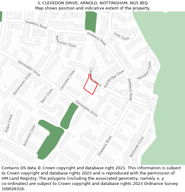 3, CLEVEDON DRIVE, ARNOLD, NOTTINGHAM, NG5 8EQ: Location map and indicative extent of plot