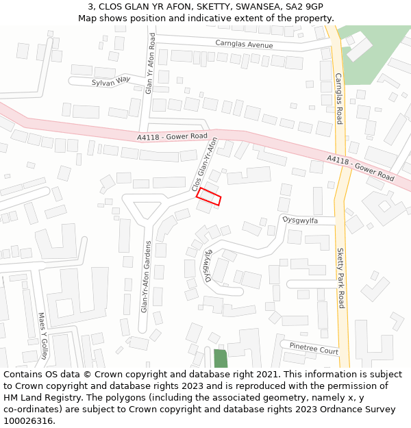 3, CLOS GLAN YR AFON, SKETTY, SWANSEA, SA2 9GP: Location map and indicative extent of plot