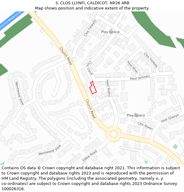 3, CLOS LLYNFI, CALDICOT, NP26 4RB: Location map and indicative extent of plot