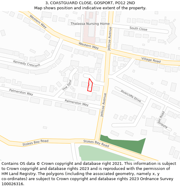 3, COASTGUARD CLOSE, GOSPORT, PO12 2ND: Location map and indicative extent of plot