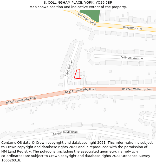 3, COLLINGHAM PLACE, YORK, YO26 5BR: Location map and indicative extent of plot