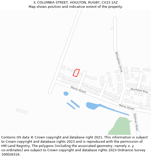 3, COLUMBIA STREET, HOULTON, RUGBY, CV23 1AZ: Location map and indicative extent of plot