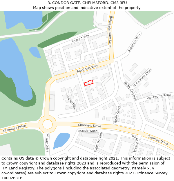 3, CONDOR GATE, CHELMSFORD, CM3 3FU: Location map and indicative extent of plot