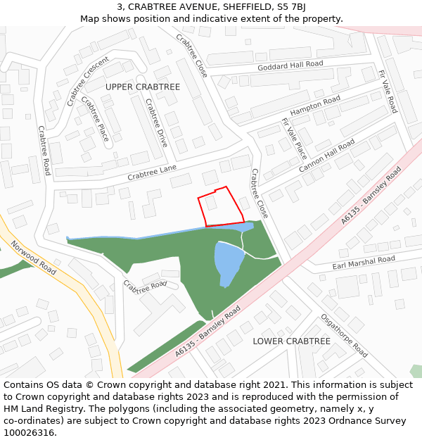 3, CRABTREE AVENUE, SHEFFIELD, S5 7BJ: Location map and indicative extent of plot
