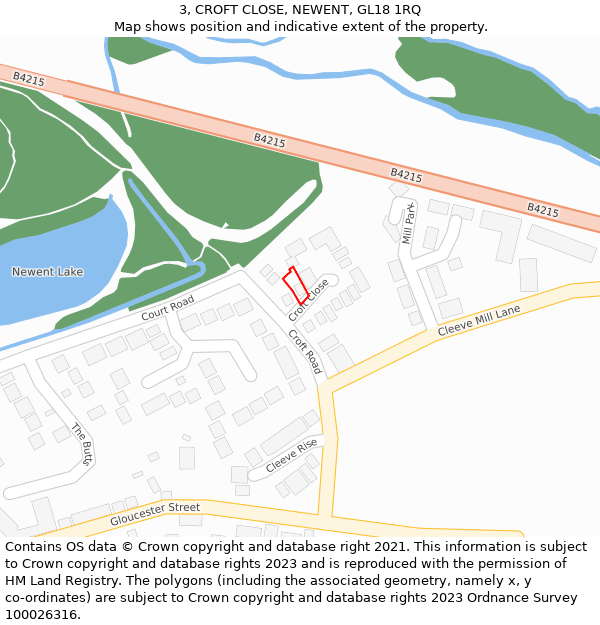 3, CROFT CLOSE, NEWENT, GL18 1RQ: Location map and indicative extent of plot