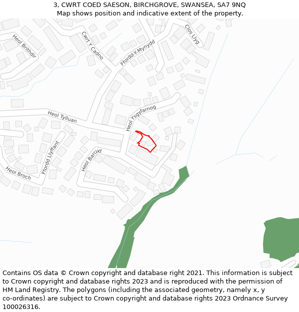 3, CWRT COED SAESON, BIRCHGROVE, SWANSEA, SA7 9NQ: Location map and indicative extent of plot