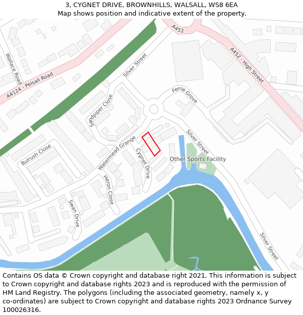 3, CYGNET DRIVE, BROWNHILLS, WALSALL, WS8 6EA: Location map and indicative extent of plot