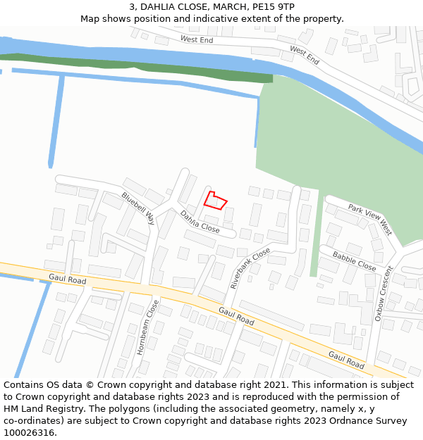 3, DAHLIA CLOSE, MARCH, PE15 9TP: Location map and indicative extent of plot