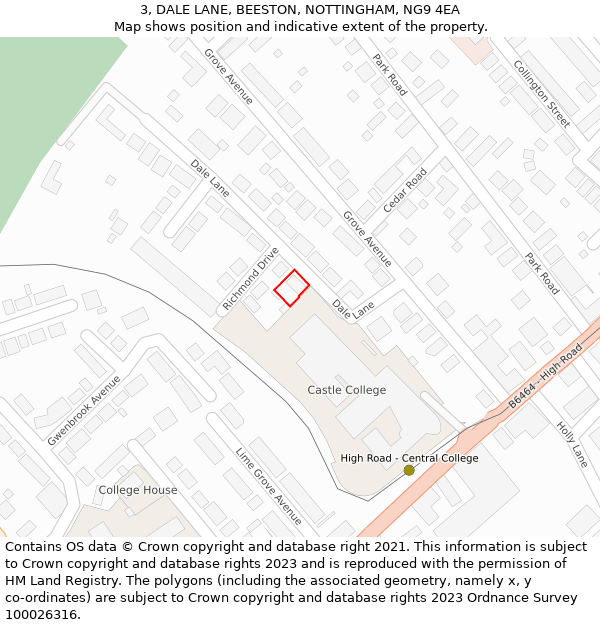 3, DALE LANE, BEESTON, NOTTINGHAM, NG9 4EA: Location map and indicative extent of plot