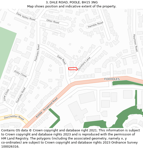 3, DALE ROAD, POOLE, BH15 3NG: Location map and indicative extent of plot