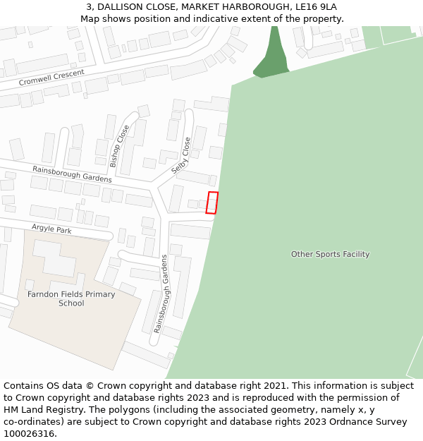 3, DALLISON CLOSE, MARKET HARBOROUGH, LE16 9LA: Location map and indicative extent of plot