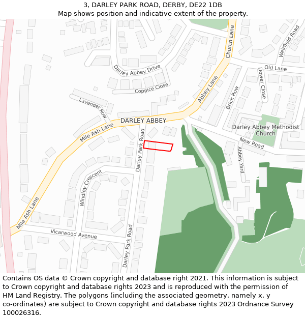 3, DARLEY PARK ROAD, DERBY, DE22 1DB: Location map and indicative extent of plot