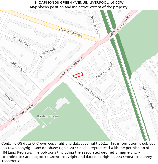 3, DARMONDS GREEN AVENUE, LIVERPOOL, L6 0DW: Location map and indicative extent of plot