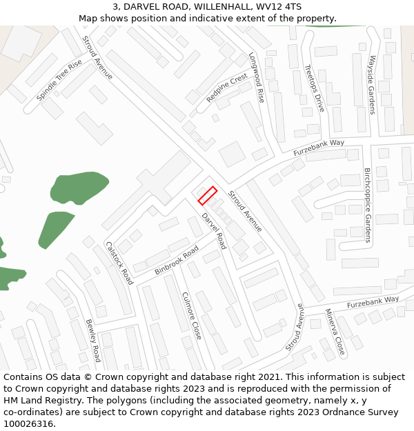 3, DARVEL ROAD, WILLENHALL, WV12 4TS: Location map and indicative extent of plot