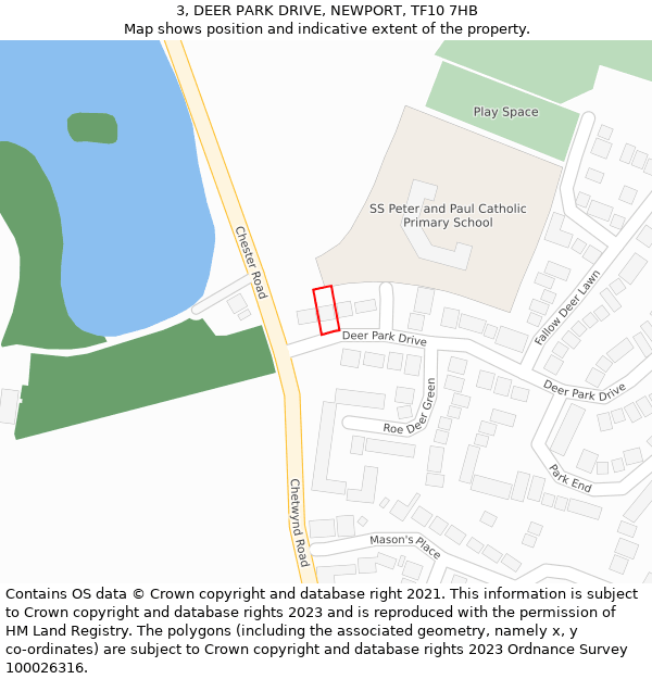 3, DEER PARK DRIVE, NEWPORT, TF10 7HB: Location map and indicative extent of plot