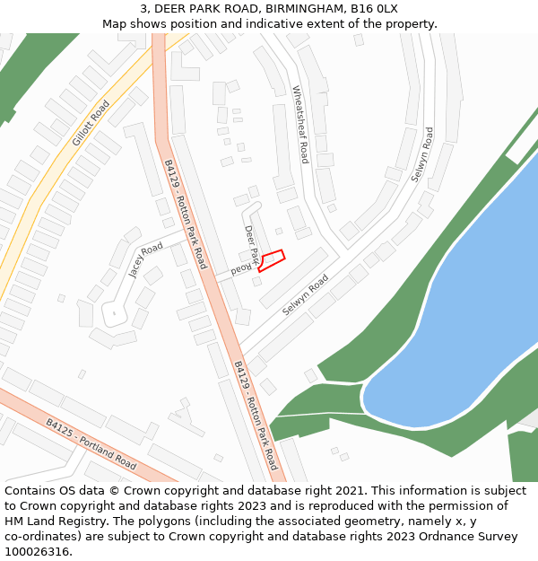 3, DEER PARK ROAD, BIRMINGHAM, B16 0LX: Location map and indicative extent of plot