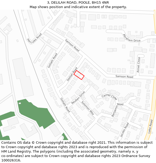 3, DELILAH ROAD, POOLE, BH15 4NR: Location map and indicative extent of plot