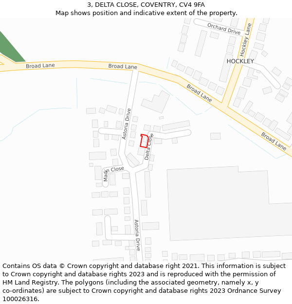 3, DELTA CLOSE, COVENTRY, CV4 9FA: Location map and indicative extent of plot