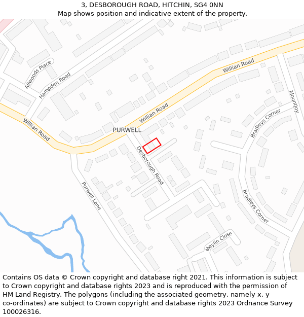 3, DESBOROUGH ROAD, HITCHIN, SG4 0NN: Location map and indicative extent of plot