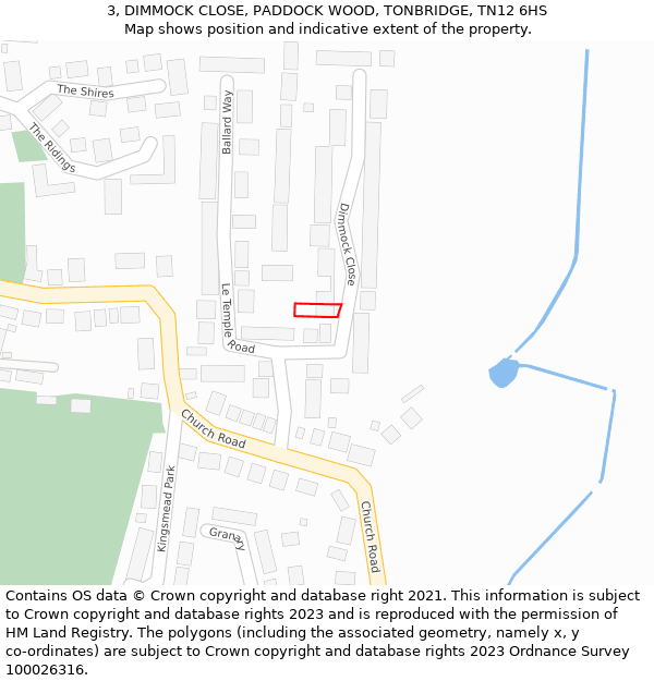 3, DIMMOCK CLOSE, PADDOCK WOOD, TONBRIDGE, TN12 6HS: Location map and indicative extent of plot