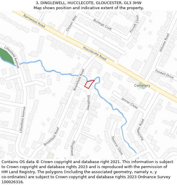 3, DINGLEWELL, HUCCLECOTE, GLOUCESTER, GL3 3HW: Location map and indicative extent of plot