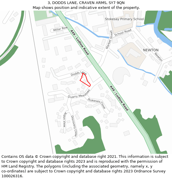 3, DODDS LANE, CRAVEN ARMS, SY7 9QN: Location map and indicative extent of plot