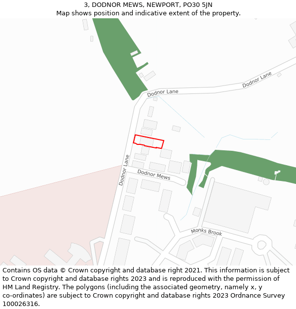 3, DODNOR MEWS, NEWPORT, PO30 5JN: Location map and indicative extent of plot