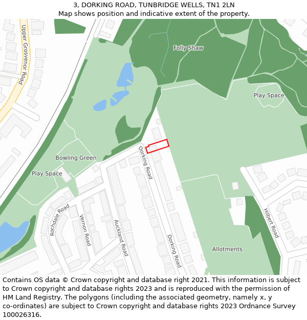 3, DORKING ROAD, TUNBRIDGE WELLS, TN1 2LN: Location map and indicative extent of plot
