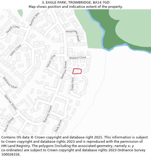 3, EAGLE PARK, TROWBRIDGE, BA14 7GD: Location map and indicative extent of plot