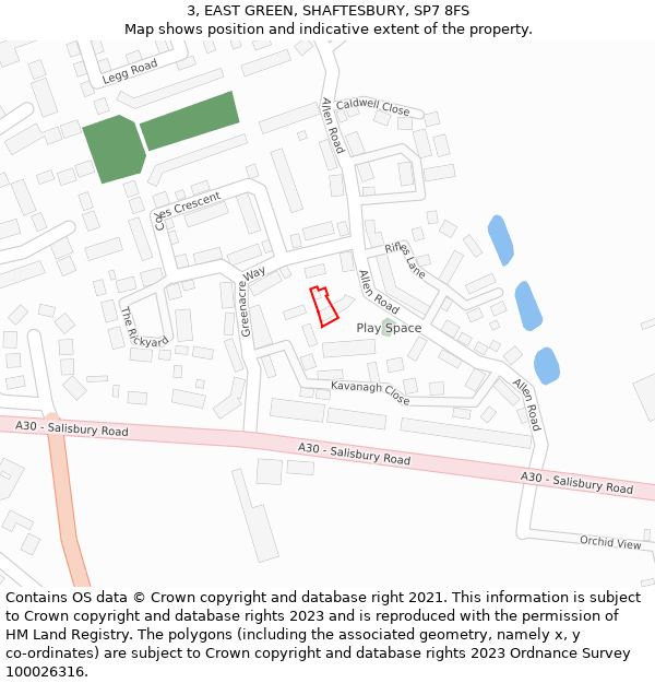 3, EAST GREEN, SHAFTESBURY, SP7 8FS: Location map and indicative extent of plot