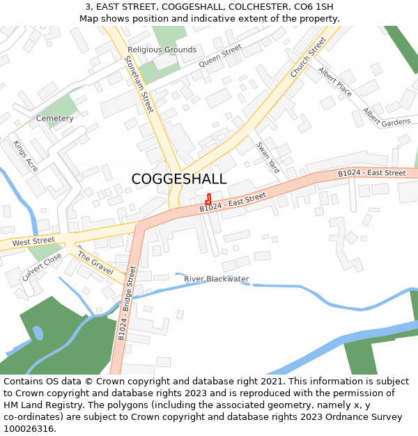 3, EAST STREET, COGGESHALL, COLCHESTER, CO6 1SH: Location map and indicative extent of plot