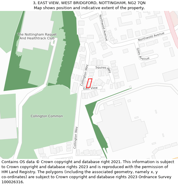 3, EAST VIEW, WEST BRIDGFORD, NOTTINGHAM, NG2 7QN: Location map and indicative extent of plot