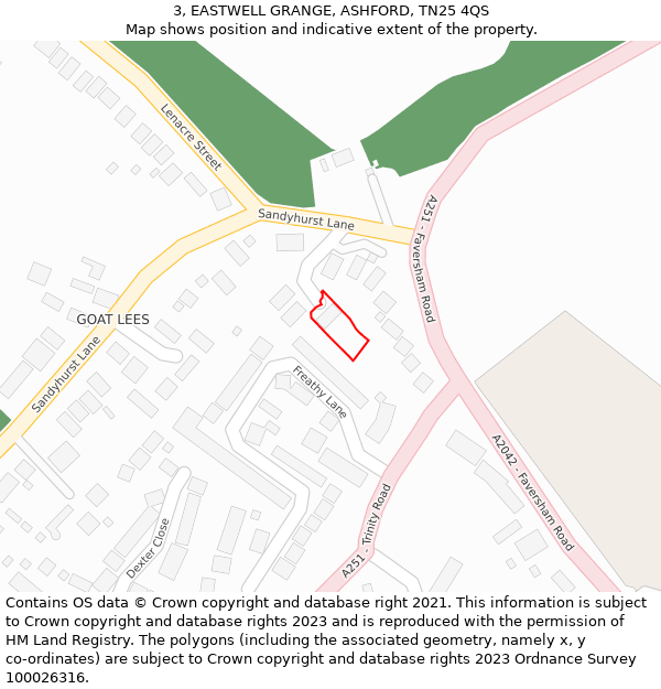 3, EASTWELL GRANGE, ASHFORD, TN25 4QS: Location map and indicative extent of plot