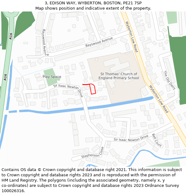 3, EDISON WAY, WYBERTON, BOSTON, PE21 7SP: Location map and indicative extent of plot